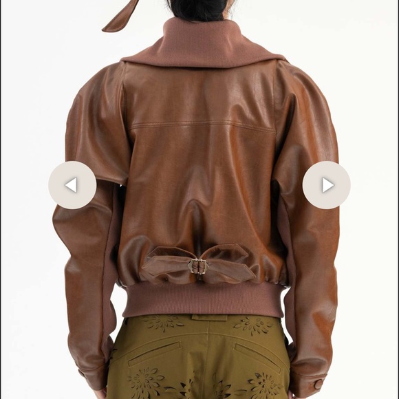 JUNTAE KIM Brown Pourpoint Faux-Leather Bomber Jacket - Picture 7 of 10